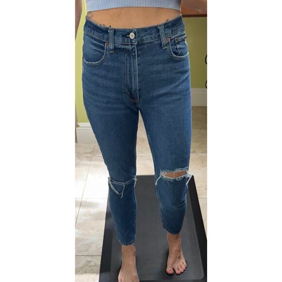 Abercrombie & Fitch 26 2 denim jeans The Skinny high rise distressed dark - Picture 1 of 6